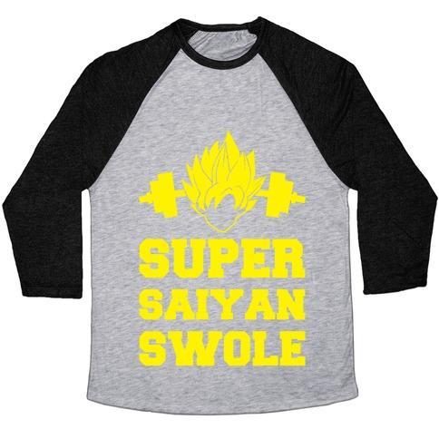 Virgin Teez  Baseball Tee Unisex Tri-Blend Baseball Tee / small / Athletic Gray / Black SUPER SAIYAN SWOLE UNISEX TRI-BLEND BASEBALL TEE