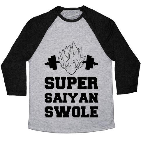 Virgin Teez  Baseball Tee Unisex Tri-Blend Baseball Tee / small / Athletic Gray / Black SUPER SAIYAN SWOLE UNISEX TRI-BLEND BASEBALL TEE