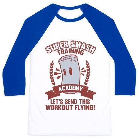 Virgin Teez  Baseball Tee Unisex Classic Baseball Tee / x-small / White/Blue SUPER SMASH TRAINING ACADEMY UNISEX CLASSIC BASEBALL TEE
