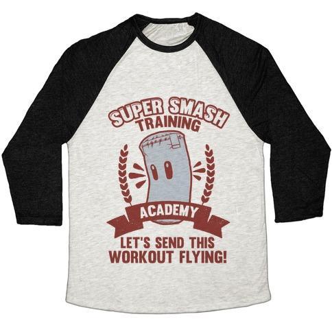 Virgin Teez  Baseball Tee Unisex Tri-Blend Baseball Tee / small / Oatmeal / Black SUPER SMASH TRAINING ACADEMY UNISEX TRI-BLEND BASEBALL TEE