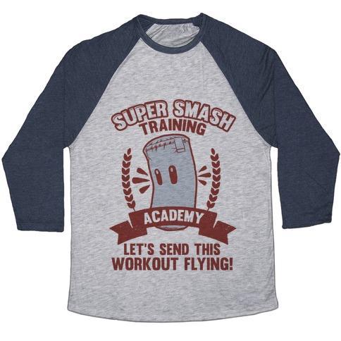 Virgin Teez  Baseball Tee Unisex Tri-Blend Baseball Tee / small / Athletic Gray / Navy SUPER SMASH TRAINING ACADEMY UNISEX TRI-BLEND BASEBALL TEE