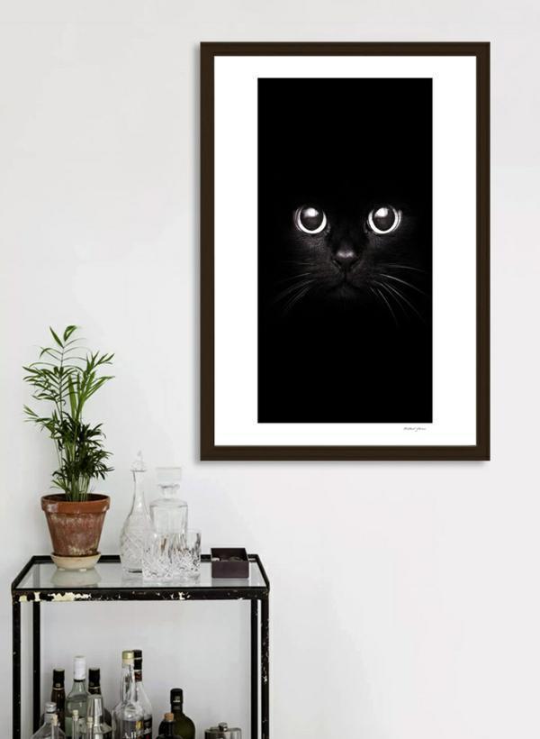 LUVD Framed Art Prints The Black Cat  Frame