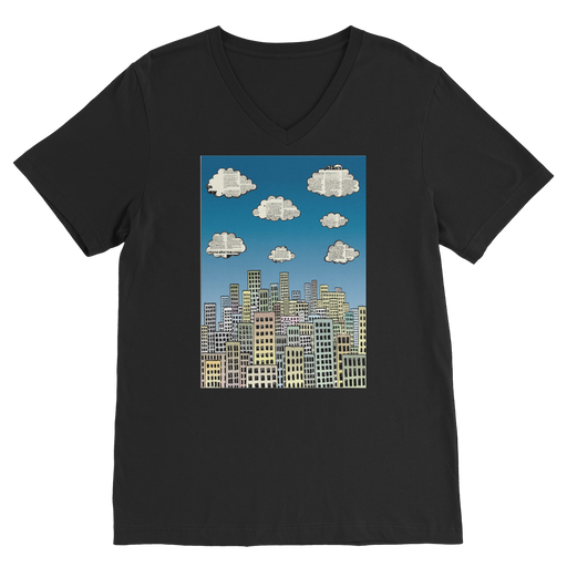 VIRGIN TEEZ Men T-Shirts Black / Unisex / S The city of paper clouds Premium V-Neck T-Shirt