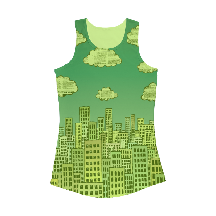 VIRGIN TEEZ Women Tank top Electric Green / XS The city of paper clouds Women Performance Tank Top