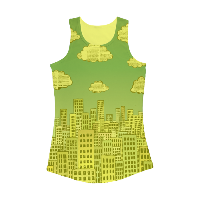 VIRGIN TEEZ Women Tank top Electric Yellow / XS The city of paper clouds Women Performance Tank Top