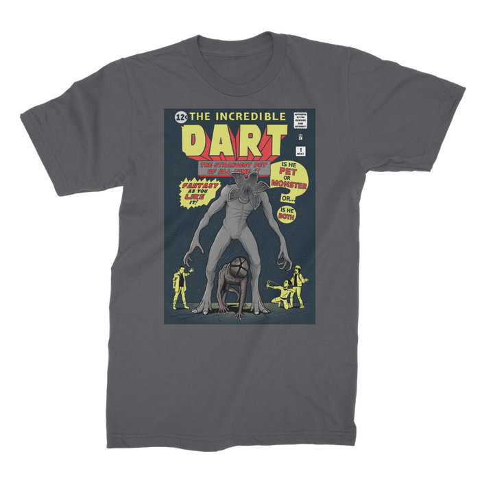 VIRGIN TEEZ Men T-Shirts Dark Grey / Male / S The Incredible Dart Premium Jersey Men's T-Shirt