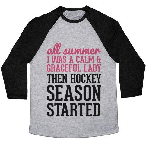 Virgin Teez  Baseball Tee ...THEN HOCKEY SEASON STARTED UNISEX TRI-BLEND BASEBALL TEE