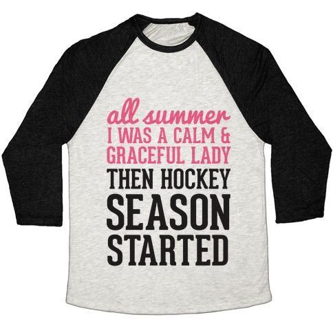 Virgin Teez  Baseball Tee ...THEN HOCKEY SEASON STARTED UNISEX TRI-BLEND BASEBALL TEE