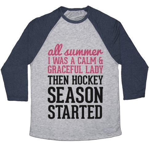 Virgin Teez  Baseball Tee ...THEN HOCKEY SEASON STARTED UNISEX TRI-BLEND BASEBALL TEE