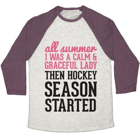 Virgin Teez  Baseball Tee ...THEN HOCKEY SEASON STARTED UNISEX TRI-BLEND BASEBALL TEE