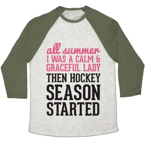 Virgin Teez  Baseball Tee ...THEN HOCKEY SEASON STARTED UNISEX TRI-BLEND BASEBALL TEE