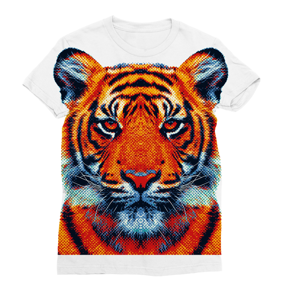 VIRGIN TEEZ Sublimation Women's T-Shirt XS Tiger - Colorful Animals Classic Sublimation Women's T-Shirt