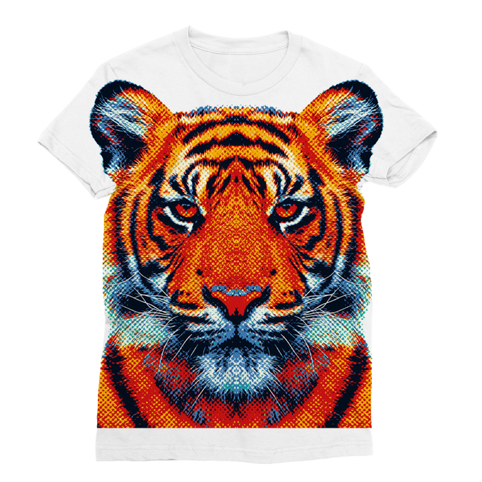VIRGIN TEEZ Sublimation Women's T-Shirt XS Tiger - Colorful Animals Classic Sublimation Women's T-Shirt