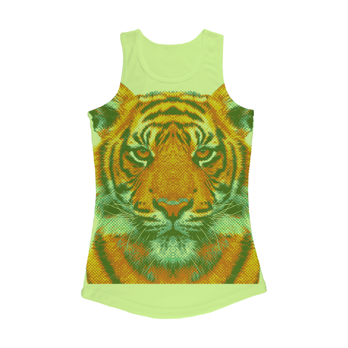VIRGIN TEEZ Women Tank top Electric Green / XS Tiger - Colorful Animals Women Performance Tank Top