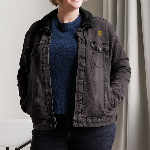 Personalized Embroidered Denim Jacket , Custom Denim Jacket, Embroidery With Your Own Text, Custom Unisex Denim Sherpa jacket