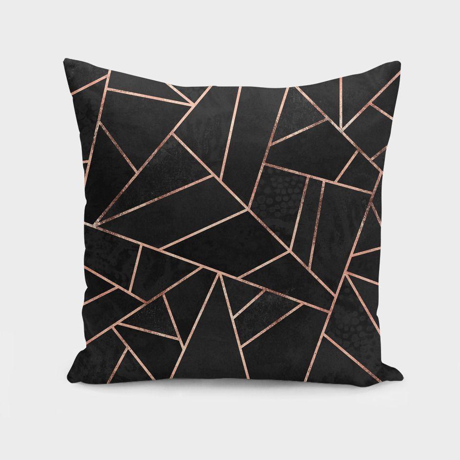 The Pillow pillows Velvet Black & Rose Gold Cushion/Pillow