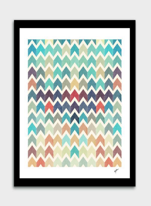 LUVD Framed Art Prints Watercolor Chevron Pattern II   Frame