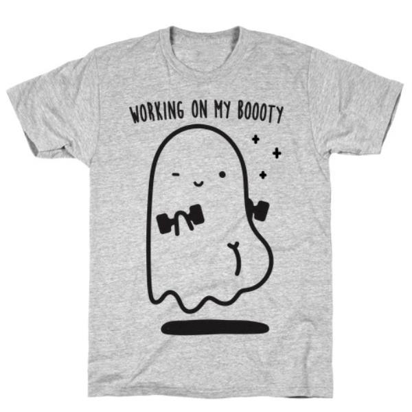 GYM FIT T-SHIRT WORKING ON MY BOOOTY GHOST GREY T-SHIRT