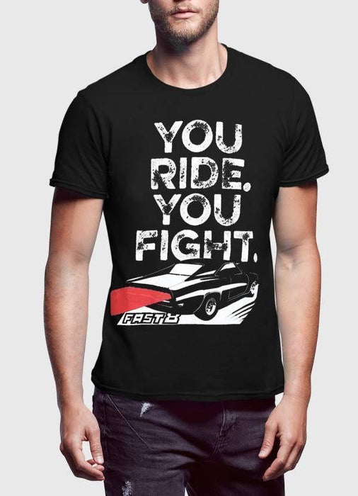 FAST AND FURIOUS T-SHIRT YOU RIDE YOU FIGHT Half Sleeves Black & Charcoal Tshirt